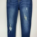 Kancan High Rise Skinny Jeans Sz 25 Distressed Zipper Raw Hem Dark Wash Blue Photo 6
