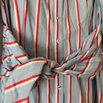 Finley Eliss Blue, red, gold and white striped cotton shirt dress. Size XS Blue Photo 7