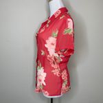 Emma James  Sheer Coral Pink Floral Blouse Sz 12 Photo 2