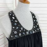 American Rag  Y2K Tiered Ruffle Crystal Racerback Tank Top Shirt Black Medium Photo 4