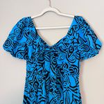 Whistles NEW Starflower Linen Blend Puff Sleeve Midi Sheath Dress Blue Photo 7