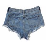 Topshop  Blue Jean Shorts Frayed Kiri US 8 UK 12 Eur 40 Super Short Zip Cut-off Photo 1
