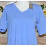 NWT J Jill Elliptical Slub Tee Shirt Ladies S Blue Short Sleeve V Photo 1