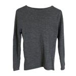 Krimson & Klover Sweater Womens Medium Gray Pullover Merino Wool V Neck Striped Photo 1