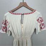 American Eagle Boho Embroidered Romper Cream Red Floral Embroidery Size XS Photo 5