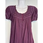 Little Yellow Button Purple Smocked Cotton & Modal Short Sleeve Blouse‎ Size S Photo 3