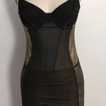 Gold & Black leather stretch club bra dress Photo 1