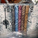Badgley Mischka  Multicolor Snake Print Tote Bag Large New Photo 0