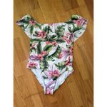 Kona Sol Swim Women's Off Shoulder Flounce High Coverage One Piece Swimsuit L Photo 1