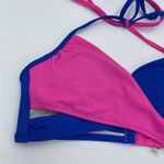 Victoria's Secret PINK  Neon Pink & Blue Criss Cross Halter Bikini Top Size S Photo 1