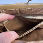 Vintage Handbag Purse Clutch Straw Lined Chain Handle Tan Photo 4
