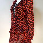 DELFI Collective KIKI lace up ruffled long sleeve ruffle Polk dot minidress XS Red Photo 3