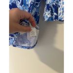 Lilly Pulitzer  Waverly Blue White Ruffle Boatneck Top 3/4 Sleeves EUC Cotton M Photo 5