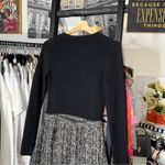 Theory  Long Sleeve Knit Tweed Combo Mini Dress Black Multi Photo 11