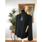 Le Suit Studio Women Jacket 18 Long Sleeve Black Lapel Shawl 3 Buttons Preppy Photo 3