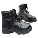 Wild Diva  Lounge Black Lace Up Lugged Boots, Size 8.5 Photo 0