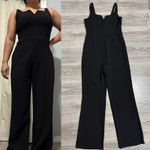 UNIQ Elegant Black Wide Leg V Neck Sleeveless Jumpsuit Women Large Photo 1