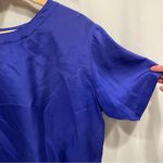 Vintage royal ocean blue silk Pebble Beach lightweight blouse short sleeve Size M Photo 5