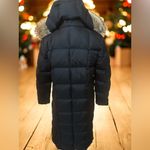 Ralph Lauren Lauren  Black Puffer Longline Faux Fur Hood Coat sz Large Photo 3