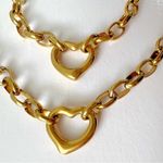 18K Gold Plated Heart chunky Necklace Set Stainless Steel womens Jewelry Photo 3