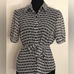 Ny Collection - Black and white short sleeve button down with a tie belt Size PM Photo 0