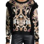 Ronny Kobo Tilda Fringe Sweater size S Black, Tan, Purple Black Photo 0