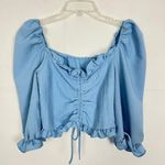 SheIn Cropped Top Womens Small Ruched Ruffle Trim Cottagecore Coquette Beachy Photo 0