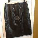 INC  women's 16 coffee brown faux leather reptile print front pocketed slit skirt Photo 5