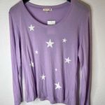 Sundry  SCOOP NECK LONG SLEEVE PURPLE STAR TOP SIZE 2/MEDIUM Photo 6