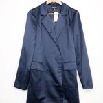 Sugar Lips Navy Blue Satin Blazer Dress Photo 1