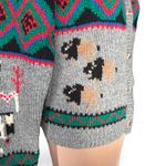 Vintage Skyr Knit Shetland Wool Sweater Native Art Buffalo Horse Rider Teepees Gray Size M Photo 8