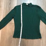 Dark Green Casual Womens Long Sleeve Mock Neck Fitted Stretch Shirt Size Medium Photo 6
