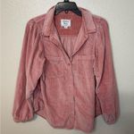American Eagle  Women's Dusty Pink Rose Corduroy Puff Sleeve Button Down Photo 0
