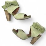 Anthropologie  Hispanitas 36/ 6 Mint Green Leather Heels Sandal Open Toe Stacked Photo 0