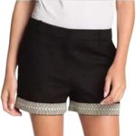 Kate Spade  NY Black Linen White Geometric Embroidered Lining Shorts sz US 2 NEW Photo 1