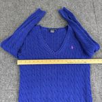 Ralph Lauren Vintage Y2K  Sport Blue Cable Knit V-Neck Sweater XL Classic Cotton Photo 6