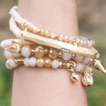 Park Lane Crème Layered Bracelet Matte Gold Accents with Sparkling Crystals New Photo 1