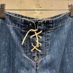 Carolina Blues Lace Up Suede Leather Tie Denim Maxi Skirt Renaissance Modest 10 Photo 1