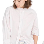 Max Mara Light Pink Edmea Button Down Blouse Medium Striped Mandarin Collar NEW Photo 0