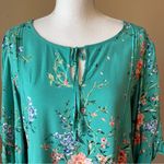 LC Lauren Conrad LAUREN CONRAD | Green Floral Blouse Sz L Photo 3