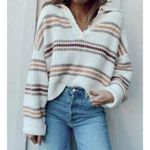 Free People  Kennedy Stripe Pullover in Cream Size Small Photo 0