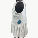 Anthropologie NWT Meadow Rue  Lace Peplum Sleeveless Top | Sz Medium | White Photo 3