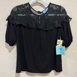 CeCe New  Ruffle Floral Blouse Black Size XS Photo 0