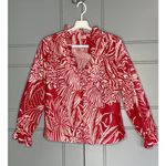 Vintage 70s Georgee Originals Button Front Red Floral Top Blouse Size Medium Photo 0