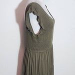 Pretty Garden Olive Green Smocked Midi Dress Size Large Green Cottagecore Dress Photo 4