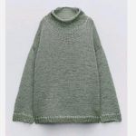 ZARA NWT  Open Knit Sweater  Mint Sage Sheer Drop Shoulder Slouchy Bloggers Fave Photo 3