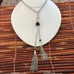 Talbots Silver and Black Tassel Necklace Photo 3