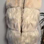 THML  Cream Faux Fur Vest Women's Size S Sleeveless Open Front Layering Photo 0