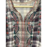 Johnny Was  Claudine plaid madras dress embroidered bird pattern Photo 3