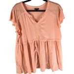 Torrid  Womens Babydoll Top Lace Trim V Neck Short Sleeve Pink Size 2X Photo 0